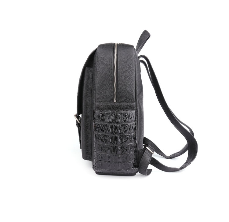 Whatnaワニ革 ビジネスバッグメンズ バッグ 2 WAY 手提げ リュック バッグ クロコダイル革 厚手 本革 A4 14インチpc収納可 大容量 盗難防止 旅行 出張用 通勤 通学 就活 面接 バッグ かばん 男性用 ブラウン 黒(1608)-3