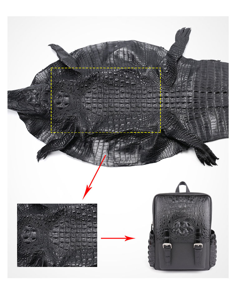 Whatnaワニ革 ビジネスバッグメンズ バッグ 2 WAY 手提げ リュック バッグ クロコダイル革 厚手 本革 A4 14インチpc収納可 大容量 盗難防止 旅行 出張用 通勤 通学 就活 面接 バッグ かばん 男性用 ブラウン 黒(1608)-7