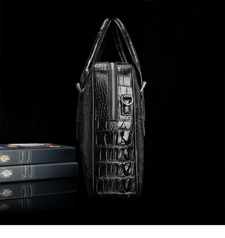 Whatna ワニ革 本革 ビジネス バッグメンズ 2way ショルダー 手提げ バッグ ブルファスナークロコダイル革 ブリーフケース 15.6インチPC対応 旅行 出張 通勤 通学 就活 面接 バッグ かばん 男性用 G0026-3