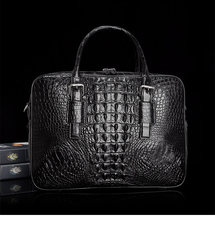 Whatna ワニ革 本革 ビジネス バッグメンズ 2way ショルダー 手提げ バッグ ブルファスナークロコダイル革 ブリーフケース 15.6インチPC対応 旅行 出張 通勤 通学 就活 面接 バッグ かばん 男性用 G0026-2