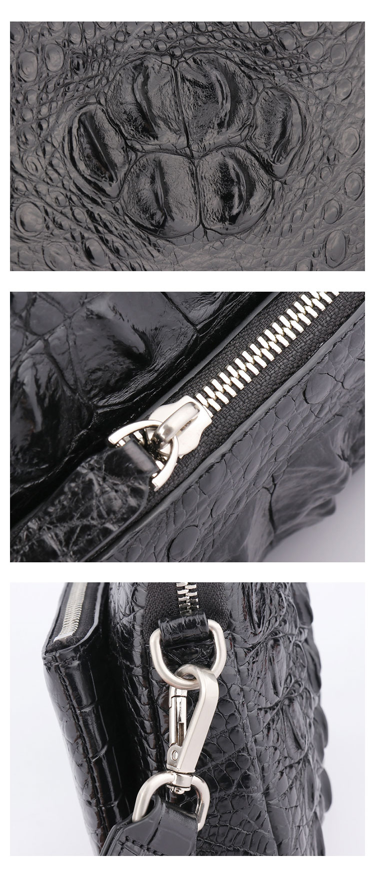 Whatna ワニ革 本革 ミニショルダーバッグ メンズ ポシェットポ メッセンジャーバッグ 縦型 ipad mini収納可 さめ ビジネスバッグクロコダイル革 本皮 通勤 通学 斜めがけバッグ かばん男性用 ブラウン 黒（1132）-8