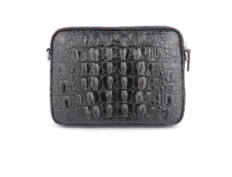 Whatna ワニ革 本革 ミニショルダーバッグ メンズ ポシェットポ メッセンジャーバッグ 縦型 ipad mini収納可 さめ ビジネスバッグクロコダイル革 本皮 通勤 通学 斜めがけバッグ かばん男性用 ブラウン 黒（1132）-2