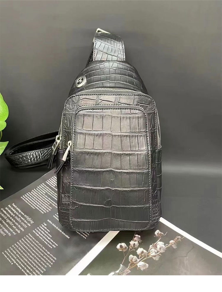 Whatna クロコダイル革 本革 斜めがけ ボディバッグ ワン