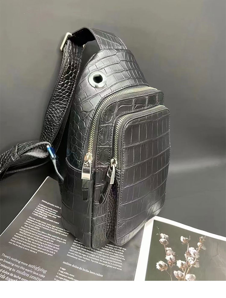 Whatna クロコダイル革 本革 斜めがけ ボディバッグ ワン