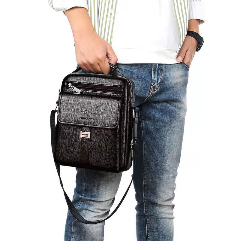 Whatna 厚 手 レザー ワンショルダーバッグ メンズ 3way斜め掛け胸バッグ 手提げバッグ セカンドバッグ 手持げバッグ革Ipad 9.7収納可 カジュアル フォーマル ビジネス 通学 通勤 結婚式 肩掛けバッグ 自転車かばん プレゼント男性-10