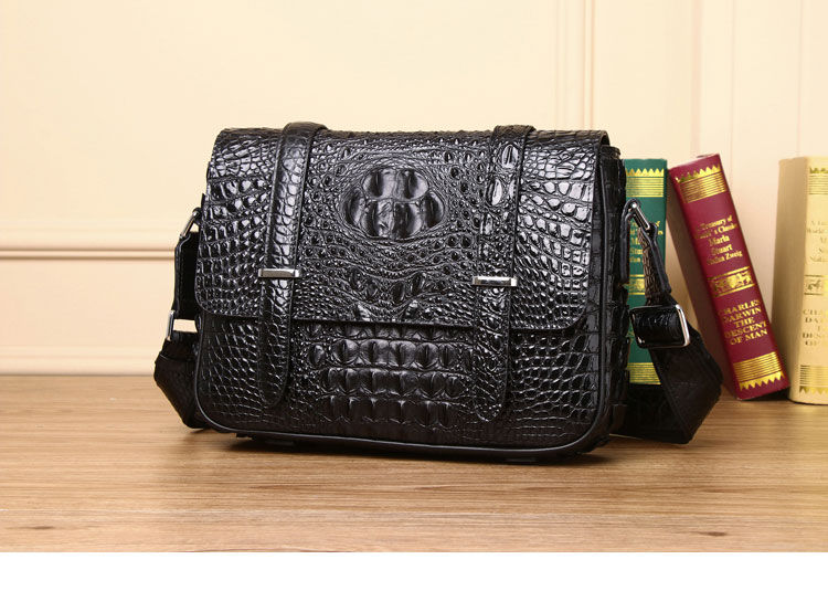 Whatna ワニ革 本革 ショルダーバッグ メンズ ポシェットメッセンジャーバッグ 横型 A4サイズ ipad 10.5収納可さめ ビジネスバッグクロコダイル革 本皮 通勤 通学 斜めがけバッグ かばん男性用 ブラウン 黒4451-2