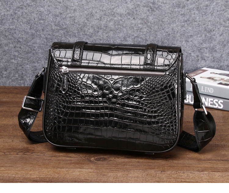Whatna ワニ革 本革 ショルダーバッグ メンズ ポシェットメッセンジャーバッグ 横型 A4サイズ ipad 10.5収納可さめ ビジネスバッグクロコダイル革 本皮 通勤 通学 斜めがけバッグ かばん男性用 ブラウン 黒4450-2