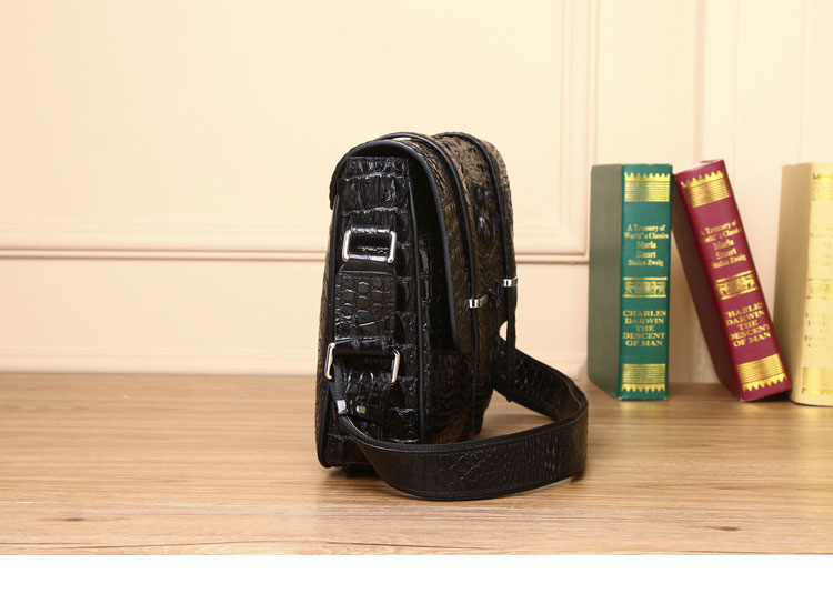 Whatna ワニ革 本革 ショルダーバッグ メンズ ポシェットメッセンジャーバッグ 横型 A4サイズ ipad 10.5収納可さめ ビジネスバッグクロコダイル革 本皮 通勤 通学 斜めがけバッグ かばん男性用 ブラウン 黒4451-4