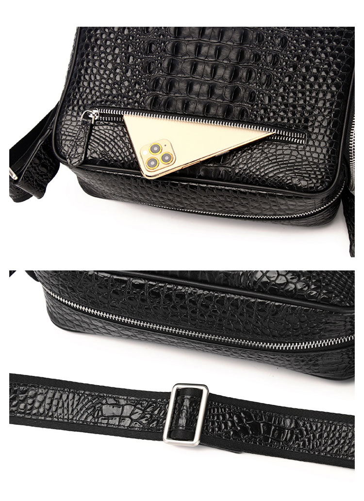 Whatna ワニ革 本革 ショルダーバッグ メンズ ポシェットメッセンジャーバッグ 横型 A4サイズ ipad 10.5収納可さめ ビジネスバッグクロコダイル革 本皮 通勤 通学 斜めがけバッグ かばん男性用 ブラウン 黒4452-9