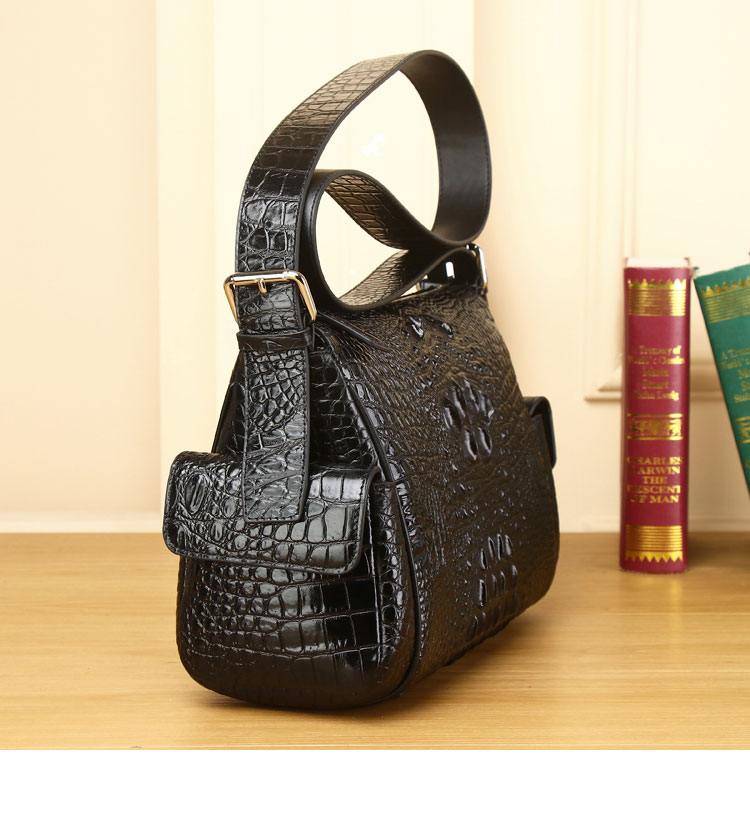 Whatna ワニ革 本革ショルダーバッグ メンズ 斜め掛け ボディバッグ 胸バッグ 厚 手 レザー横型 大さめビジネスバッグ A4サイズクロコダイル革 本皮 肩掛け 通勤 通学 斜めがけバッグ 防水 バッグ 自転車 かばん男性用4458-4