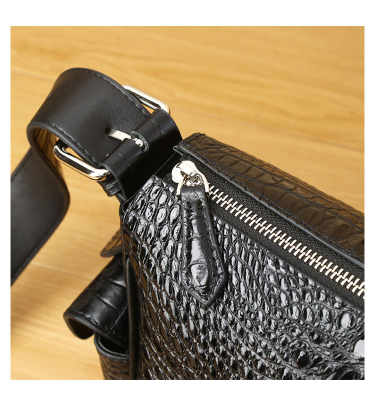 Whatna ワニ革 本革ショルダーバッグ メンズ 斜め掛け ボディバッグ 胸バッグ 厚 手 レザー横型 大さめビジネスバッグ A4サイズクロコダイル革 本皮 肩掛け 通勤 通学 斜めがけバッグ 防水 バッグ 自転車 かばん男性用4458-7