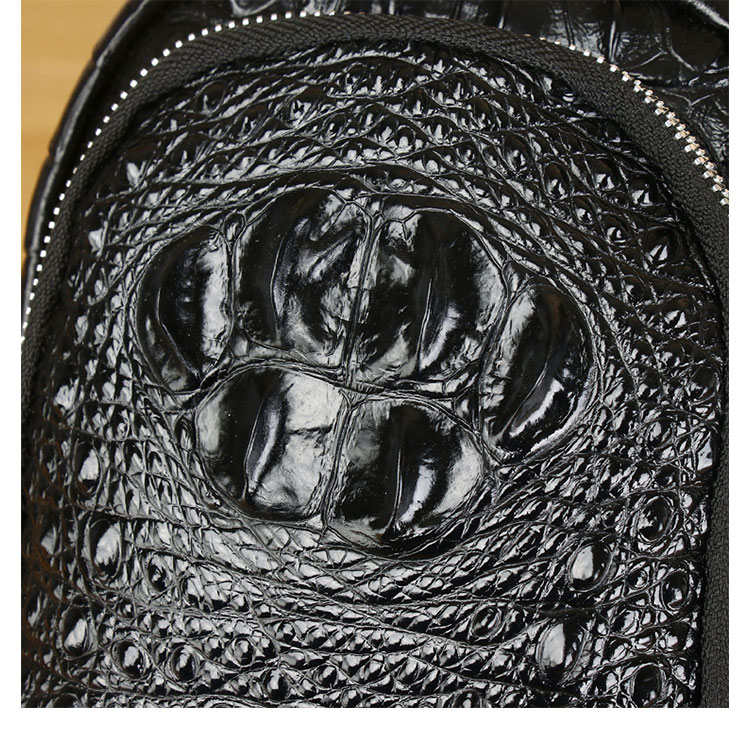 Whatna クロコダイル革 本革 斜めがけ ボディバッグ ワンショルダー メンズ ボディ斜め掛け 胸バッグ 厚手 レザー ワニ革 左右付け替え可能 黒 4462-10