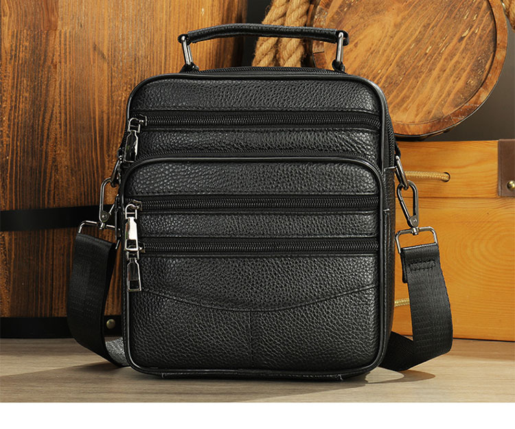 Whatna 牛革 ショルダーバッグ メンズ 3way斜め掛け胸バッグ 手提げバッグ セカンドバッグ 手持げバッグ 厚 手 レザー Ipad Mini収納可収納可カジュアル フォーマル ビジネス 通学 通勤 結婚式 肩掛けバッグ 自転車かばん プレゼント男性-1
