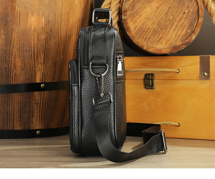 Whatna 牛革 ショルダーバッグ メンズ 3way斜め掛け胸バッグ 手提げバッグ セカンドバッグ 手持げバッグ 厚 手 レザー Ipad Mini収納可収納可カジュアル フォーマル ビジネス 通学 通勤 結婚式 肩掛けバッグ 自転車かばん プレゼント男性-2