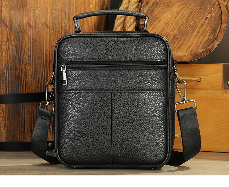 Whatna 牛革 ショルダーバッグ メンズ 3way斜め掛け胸バッグ 手提げバッグ セカンドバッグ 手持げバッグ 厚 手 レザー Ipad Mini収納可収納可カジュアル フォーマル ビジネス 通学 通勤 結婚式 肩掛けバッグ 自転車かばん プレゼント男性-3
