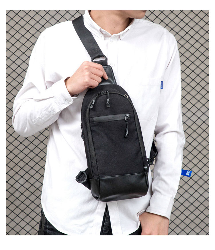 Whatna 革 斜めがけ ボディバッグ ワンショルダー メンズ 防水高密度オックスフォード生地 キーリング付 夜光デザイン7804-10