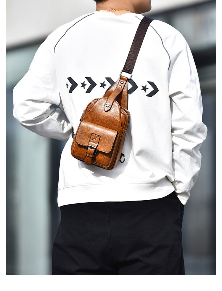 Whatna 革 ミニショルダーバッグ メンズ  斜めがけ ワンショルダーバッグ ミニボディバッグ 胸バッグ ショルダーミニポーチipad mini収納可puレザービジネス 通学 通勤バッグ 自転車 鞄-10