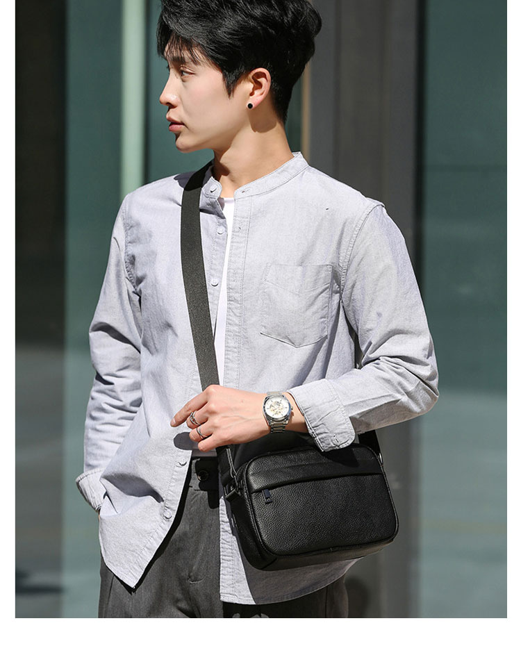 Whatna 天 然 牛 革 ショルダーバッグ メンズ 斜め掛け ボディバッグ 胸バッグ 本 革 小さめビジネスバッグ ipad Mini収納可 肩掛け 通勤 通学 斜めがけバッグ 防水 バッグ 自転車 かばん男性用-16