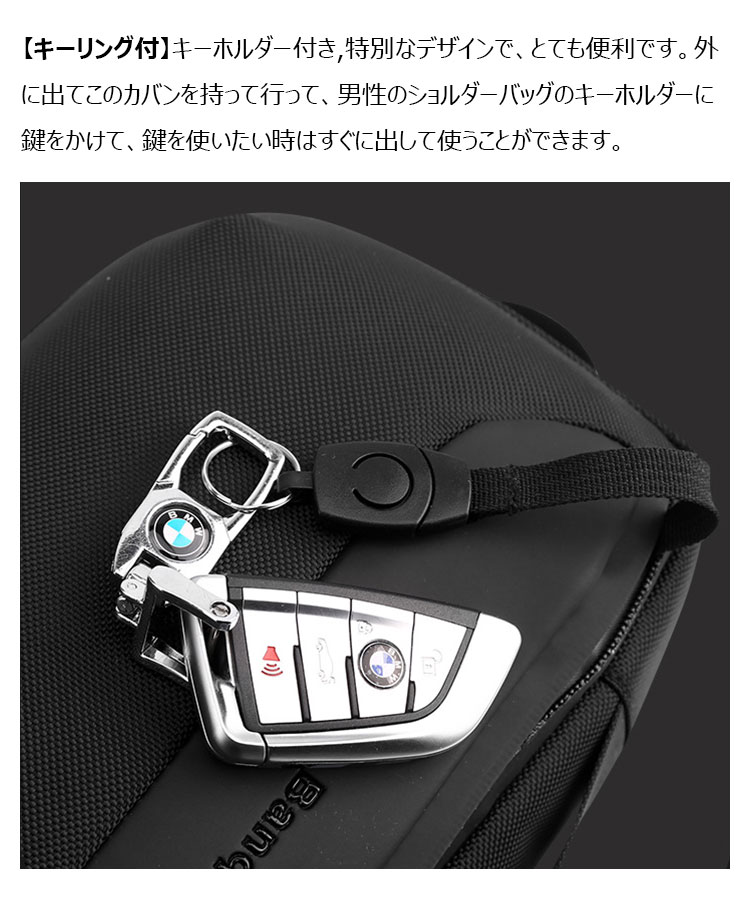 Whatna ショルダーバッグ メンズ 3way 斜め掛け ボディバッグ 手提げバッグ セカンドバッグ 手持げバッグ 防水 USBポート付き キーリング付 Ipad 9.7収納可 カジュアル フォーマル ビジネス 通学 通勤 肩掛けバッグ 自転車かばん プレゼント男性LH-186-7