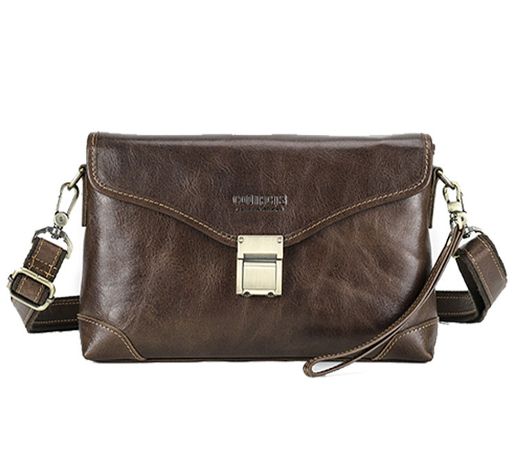 Whatna 天 然 牛革 セカンド バッグ メンズ 3way クラッチ ショルダー 肩掛け バッグ 手持ちバッグ 大さい B5 Ipad 9.7収納可 ョルダーベルト付 ハンドストラップ付 本革 結婚式 バッグ ビジネス フォーマル 冠婚葬祭 バッグ-1