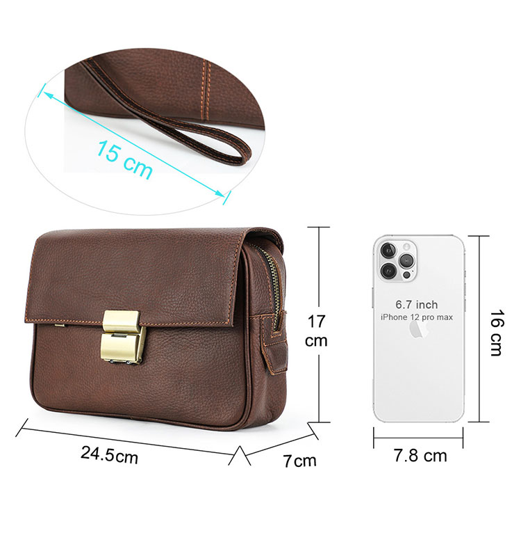 Whatna 天然 牛革 セカンドバッグ メンズ バッグ クラッチ バッグ 小さい カード6枚収納可 厚手 本 革レザー 結婚式 バッグ フォーマル ビジネス 冠婚葬祭 バッグ 男性用 紳士用 (MC1026)-3