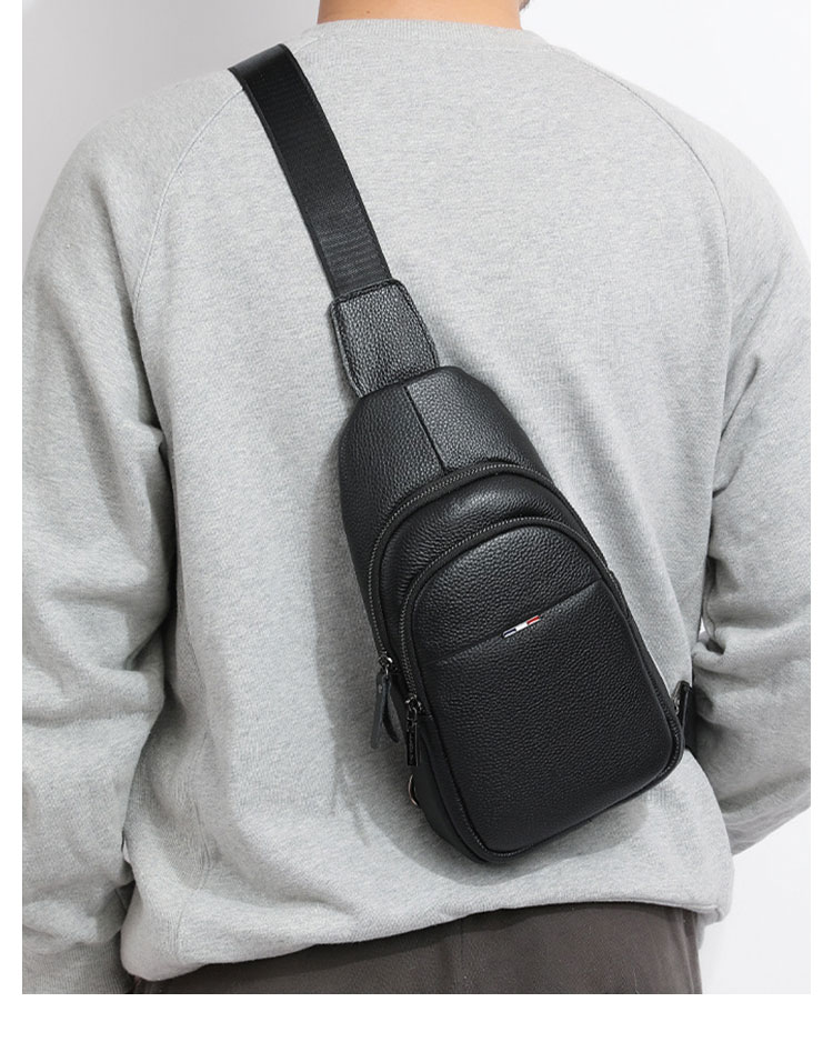 Whatna 天 然 牛 革 ショルダーバッグ メンズ ボディ斜め掛け胸バッグ ボディーバッグ 肩掛け ワンショルダー バッグ左右付け替え可能 本革 厚手  レザー4494-10