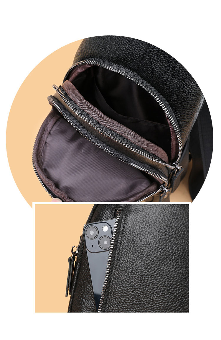 Whatna 天 然 牛 革 ショルダーバッグ メンズ ボディ斜め掛け胸バッグ ボディーバッグ 肩掛け ワンショルダー バッグ左右付け替え可能 本革 厚手  レザー4494-6