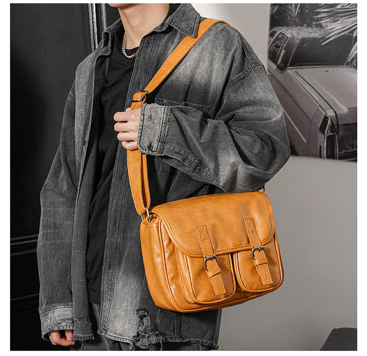 Whatna 革 ショルダーバッグ メンズ 斜め掛け ボディバッグ 胸バッグ 厚 手 レザー小さめビジネスバッグ A4雑誌 10.5インチのipad 肩掛け 通勤 通学 斜めがけバッグ 防水 バッグ 自転車 かばん男性用-11