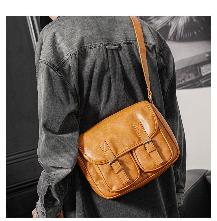 Whatna 革 ショルダーバッグ メンズ 斜め掛け ボディバッグ 胸バッグ 厚 手 レザー小さめビジネスバッグ A4雑誌 10.5インチのipad 肩掛け 通勤 通学 斜めがけバッグ 防水 バッグ 自転車 かばん男性用-9