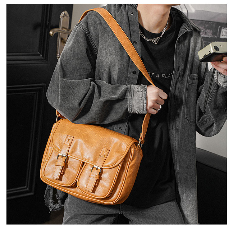 Whatna 革 ショルダーバッグ メンズ 斜め掛け ボディバッグ 胸バッグ 厚 手 レザー小さめビジネスバッグ A4雑誌 10.5インチのipad 肩掛け 通勤 通学 斜めがけバッグ 防水 バッグ 自転車 かばん男性用-10