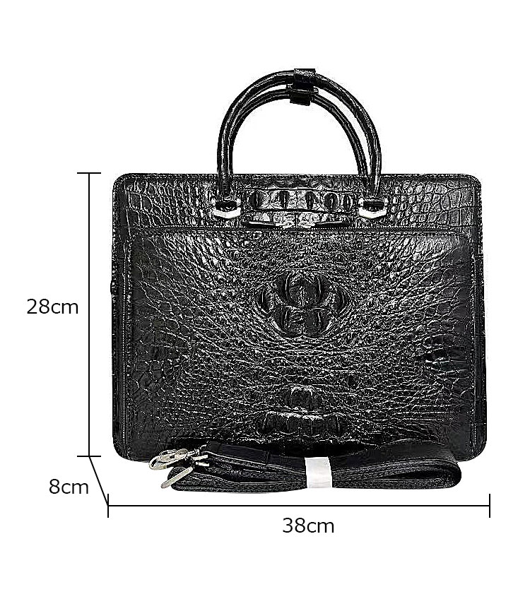 Whatna ワニ革 本革 ビジネス バッグメンズ 2way ショルダー 手提げ 斜め掛け 手持ち 肩掛けバッグ 2室仕切 クロコダイル革 ブリーフケース 15.6インチPC対応 旅行 出張 通勤 通学 就活 面接 バッグ 6686-1