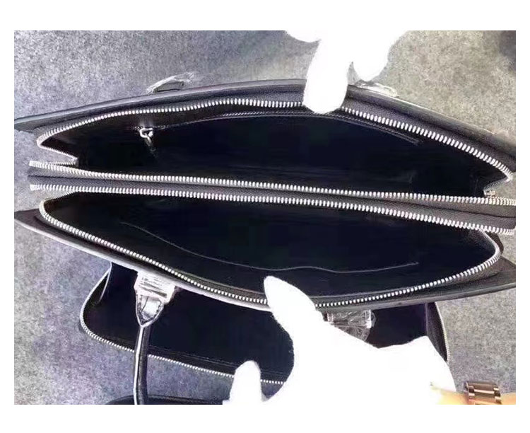 Whatna ワニ革 本革 ビジネス バッグメンズ 2way ショルダー 手提げ 斜め掛け 手持ち 肩掛けバッグ 2室仕切 クロコダイル革 ブリーフケース 15.6インチPC対応 旅行 出張 通勤 通学 就活 面接 バッグ 6686-3