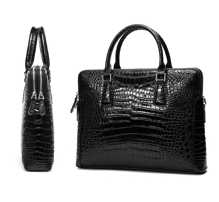 Whatnaワニ革 本革 ビジネス バッグメンズ 2way ショルダー 手提げ 斜め掛け 手持ち 肩掛けバッグ2室仕切 クロコダイル革 ブリーフケース 15.6インチPC対応 旅行 出張 通勤 通学 就活 面接 バッグ  4513-3