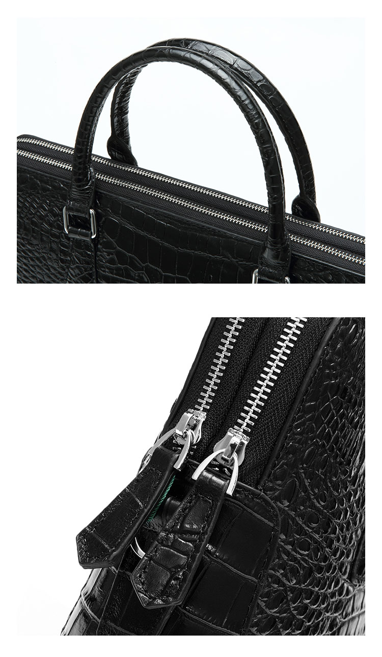 Whatnaワニ革 本革 ビジネス バッグメンズ 2way ショルダー 手提げ 斜め掛け 手持ち 肩掛けバッグ2室仕切 クロコダイル革 ブリーフケース 15.6インチPC対応 旅行 出張 通勤 通学 就活 面接 バッグ  4513-7