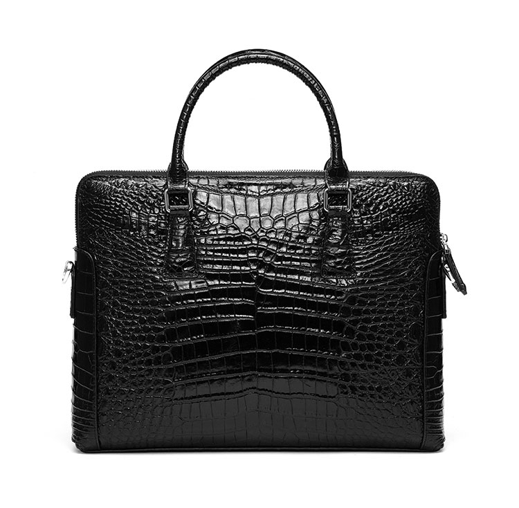 Whatnaワニ革 本革 ビジネス バッグメンズ 2way ショルダー 手提げ 斜め掛け 手持ち 肩掛けバッグ2室仕切 クロコダイル革 ブリーフケース 15.6インチPC対応 旅行 出張 通勤 通学 就活 面接 バッグ  4513-2