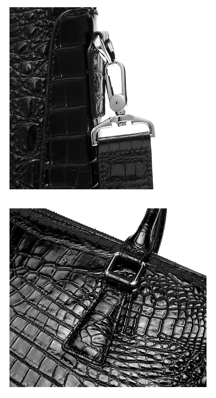 Whatnaワニ革 本革 ビジネス バッグメンズ 2way ショルダー 手提げ 斜め掛け 手持ち 肩掛けバッグ2室仕切 クロコダイル革 ブリーフケース 15.6インチPC対応 旅行 出張 通勤 通学 就活 面接 バッグ  4513-8