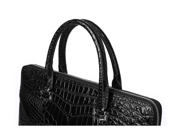 Whatna ワニ革 本革 ビジネス バッグメンズ 2way ショルダー 手提げ 斜め掛け 手持ち 肩掛けバッグ クロコダイル革 パスワードロックボタン付 ブリーフケース 15.6インチPC対応 旅行 出張 通勤 通学 就活 面接 バッグ 4514-7