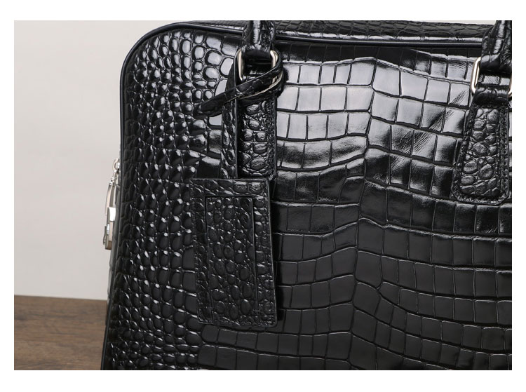 Whatna ワニ革 本革 ビジネス バッグメンズ 2way ショルダー 手提げ 斜め掛け 手持ち 肩掛けバッグ クロコダイル革 パスワードロックボタン付 ブリーフケース 15.6インチPC対応 旅行 出張 通勤 通学 就活 面接 バッグ 4515-6