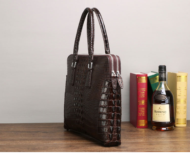 Whatna ワニ革 本革 ビジネス バッグメンズ 2way ショルダー 手提げ 斜め掛け 手持ち 肩掛けバッグ2室仕切 クロコダイル革 ブリーフケース 15.6インチPC対応 旅行 出張 通勤 通学 就活 面接 バッグ 6325-5-2