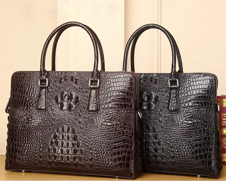 ワニ革ビジネスバッグ ブラウン Whatna ワニ革 本革 ビジネス バッグメンズ 2way ショルダー