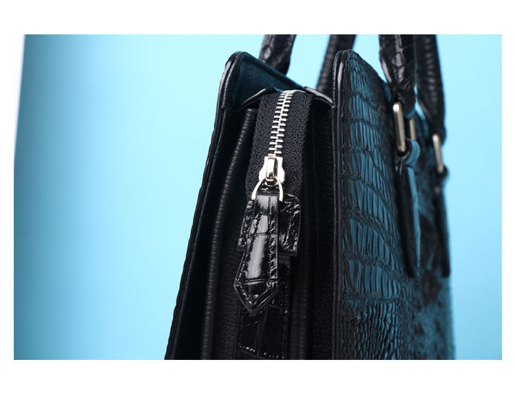 Whatna ワニ革 本革 ビジネス バッグメンズ 2way ショルダー 手提げ 斜め掛け 手持ち 肩掛けバッグ2室仕切 クロコダイル革 ブリーフケース 15.6インチPC対応 旅行 出張 通勤 通学 就活 面接 バッグ 9936-5-6