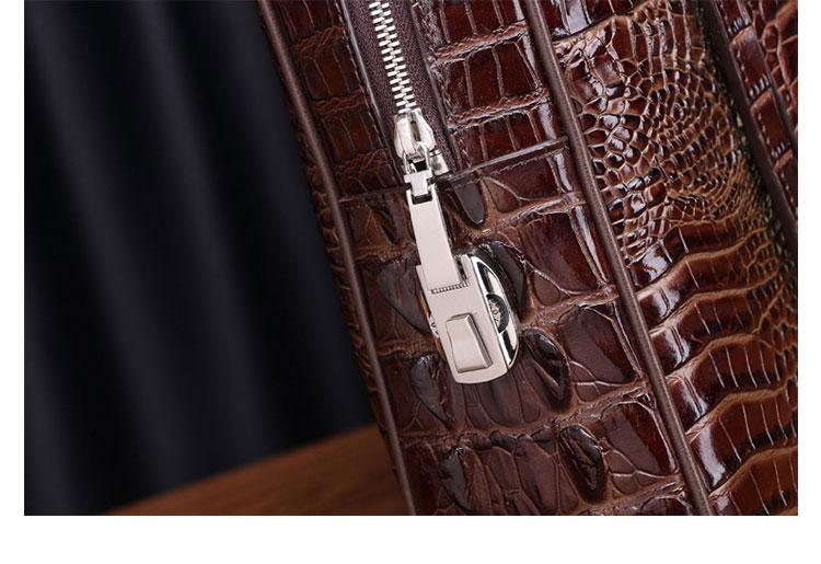 Whatnaワニ革 本革 ビジネス バッグメンズ 2way ショルダー 手提げ 斜め掛け 手持ち 肩掛けバッグ クロコダイル革 パスワードロックボタン付 ブリーフケース 15.6インチPC対応 旅行 出張 通勤 通学 就活 面接 バッグ G6128-5-5