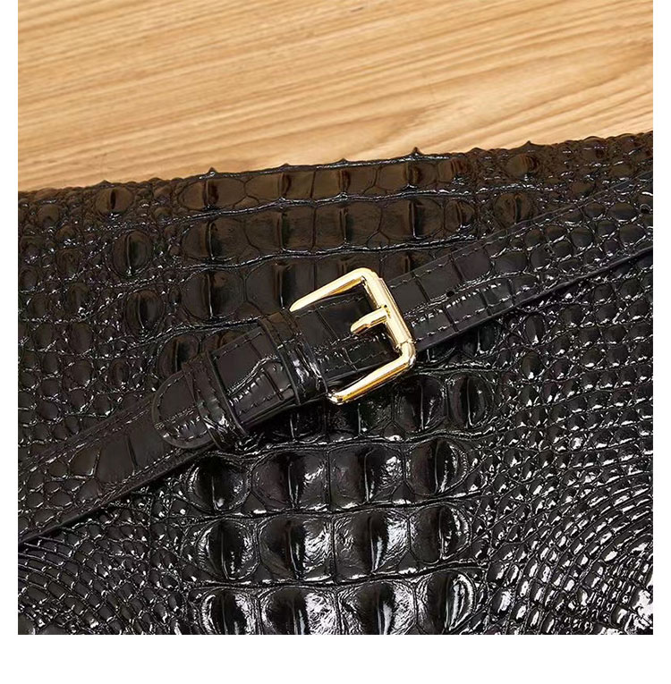 Whatna ワニ革 本革セカンド バッグ メンズ 3way クラッチ ショルダーバッグ 肩掛けバッグ 大さい ショルダーベルト付 ハンドストラップ付 クロコダイル革 本革 結婚式 バッグ ビジネス フォーマル 冠婚葬祭 バッグ紳士用 男性用 黒-10