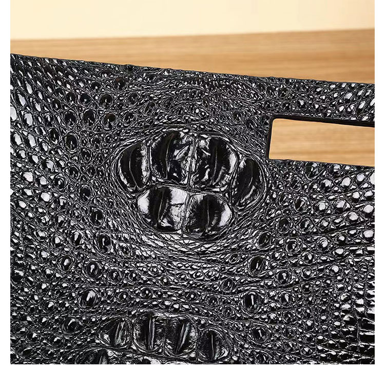 Whatna ワニ革 本革セカンド バッグ メンズ 3way クラッチ ショルダーバッグ 肩掛けバッグ 大さい ショルダーベルト付 ハンドストラップ付 クロコダイル革 本革 結婚式 バッグ ビジネス フォーマル 冠婚葬祭 バッグ紳士用 男性用 黒-9