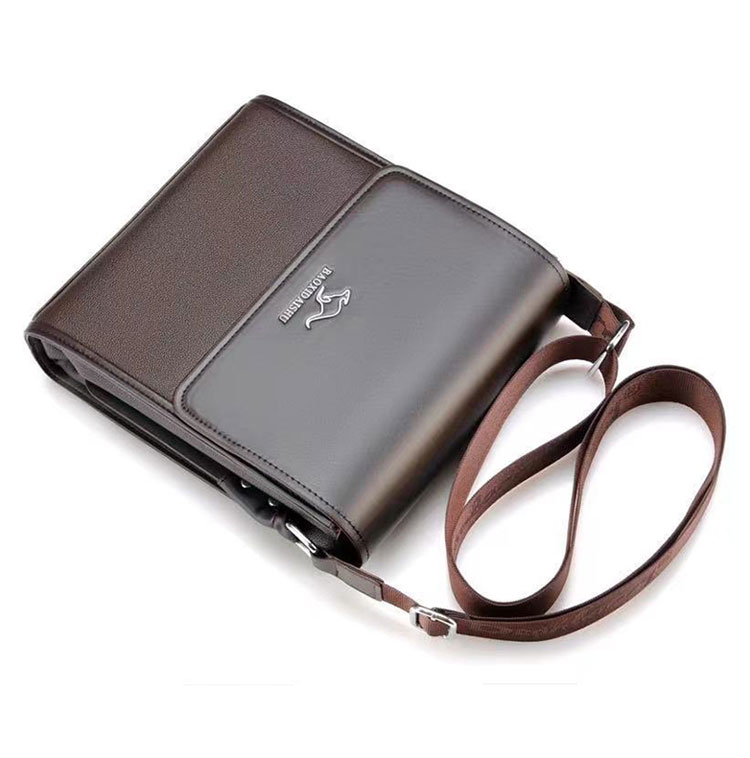 Whatna 革 ショルダーバッグ メンズ 斜め掛け ボディバッグ 胸バッグ 3室仕切 厚 手 レザー 縦型 小さめビジネスバッグB5 9.7インチipad収納可 肩掛け 通勤 通学 斜めがけバッグ 防水 バッグ 自転車 かばん男性用8816-2