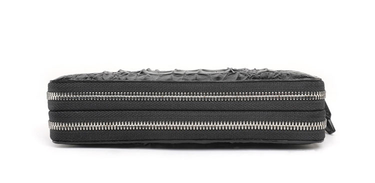 Whatna ワニ革 ミニセカンドバッグ メンズ バッグ 長財布 カード入れ 小銭入れ 札入れ ダブルファスナー14枚カード収納 2室仕切 小さめ クラッチバッグ 手持ちバッグ ポーチ 男性用 紳士用 結婚式 冠婚葬祭 バッグ 2007-1-4