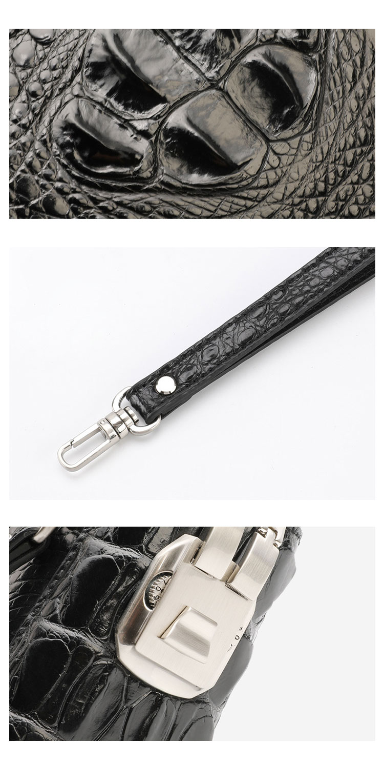 Whatna ワニ革セカンドバッグ メンズ バッグ クラッチ バッグ 小さい カード8枚収納可2室仕切 厚手 本 革 レザー 結婚式 バッグ フォーマル ビジネス 冠婚葬祭 バッグ 男性用 紳士用 2035-8