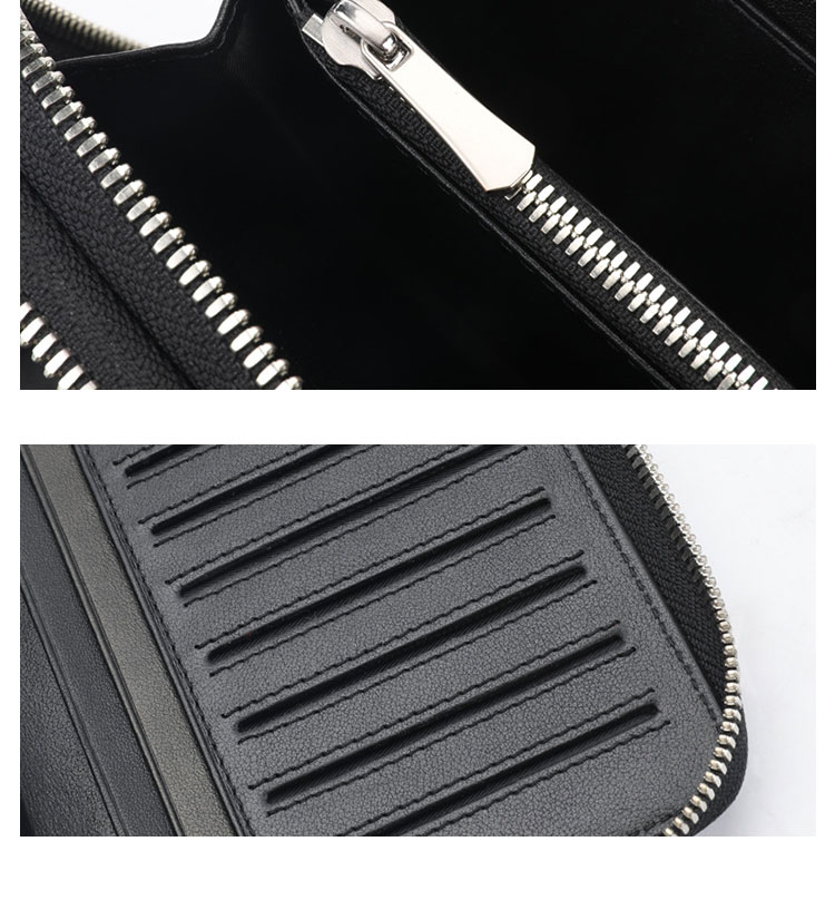 Whatna ワニ革 ミニセカンドバッグ メンズ バッグ 長財布 カード入れ 小銭入れ 札入れ ダブルファスナー14枚カード収納 2室仕切 小さめ クラッチバッグ 手持ちバッグ ポーチ 男性用 紳士用 結婚式 冠婚葬祭 バッグ 2007B-8