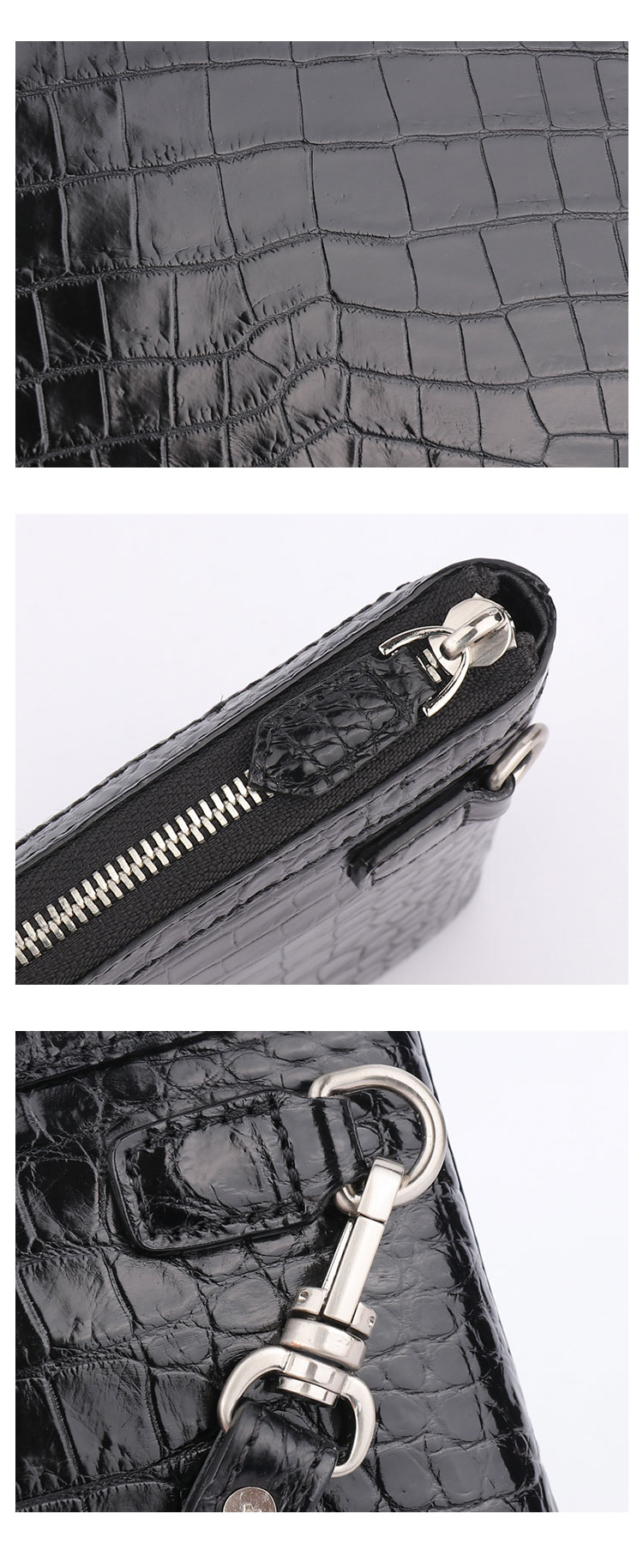 Whatna ワニ革セカンドバッグ メンズ バッグ クラッチ バッグ 小さい カード6枚収納可 クロコダイル革 結婚式 バッグ フォーマル ビジネス 冠婚葬祭 バッグ 男性用 紳士用 2158B-6