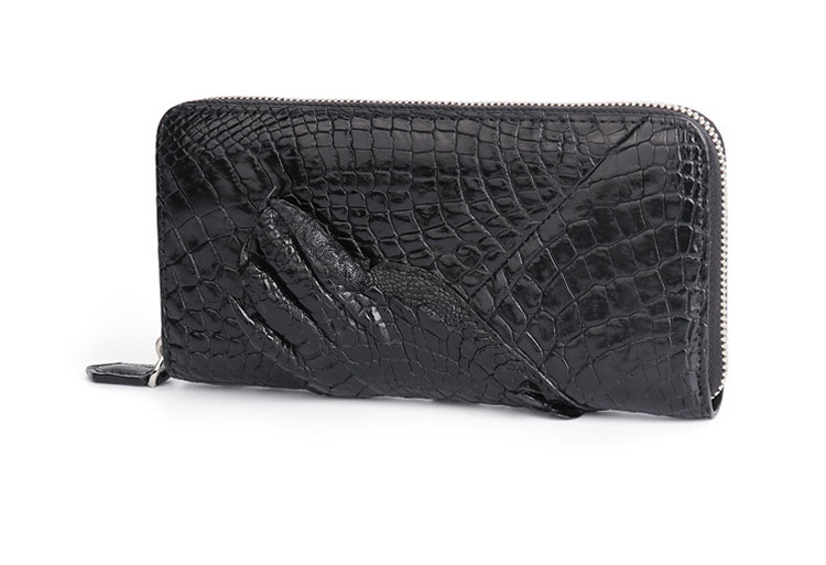 Whatna ワニ革 ミニセカンドバッグ メンズ バッグ 長財布 カード入れ 小銭入れ 札入れ 8枚カード収納 2室仕切 小さめ クラッチバッグ 手持ちバッグ ポーチ 男性用 紳士用 結婚式 冠婚葬祭 バッグ 2016-2